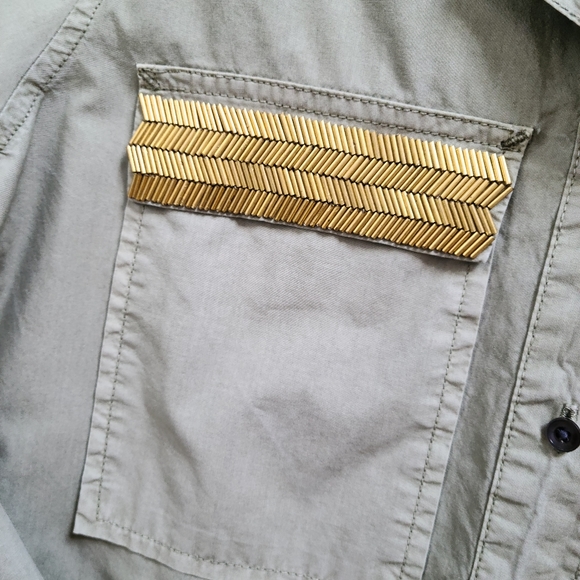 J.Crew Army Green Pullover 1/2 Button Down - Picture 2 of 3